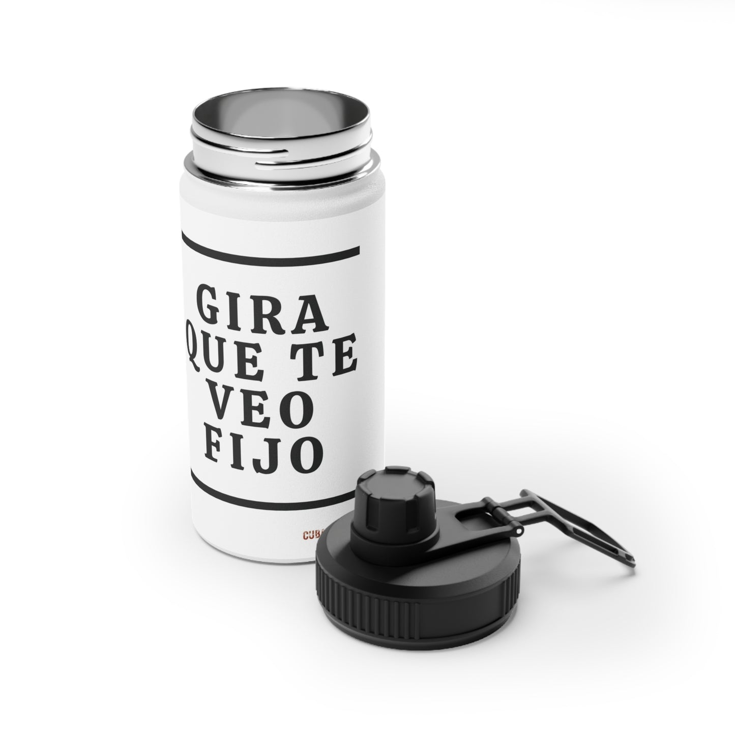 Gira que te Veo Fijo - Stainless Steel Water Bottle, Sports Lid